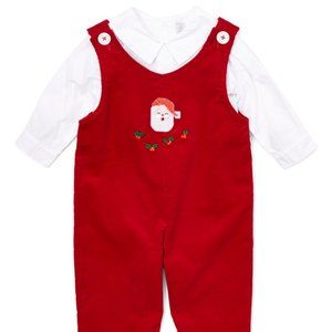 Fantaisie Kids - Red Santa Corduroy Overalls - Size 6M